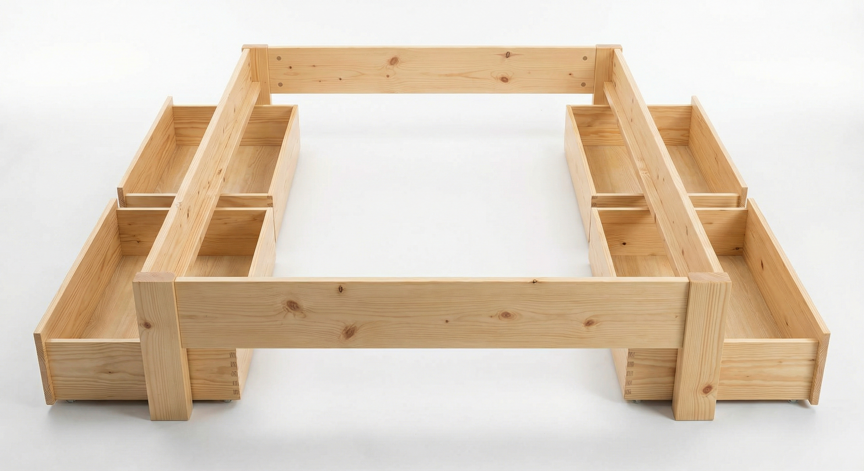 Cama Queen en Pino con Cajones